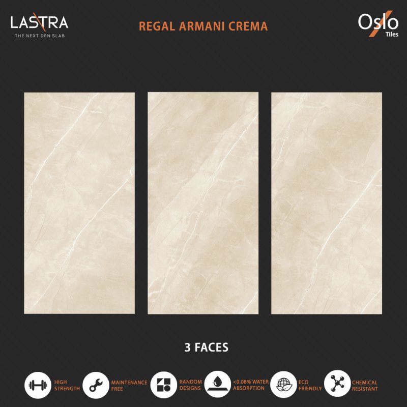 Regal Armani Crema (LASTRA) กระเบื้องพอร์ซเลน ลายหินสีครีม ขนาด 80x160CM ผิว Evan (ลดการสะท้อนแสงบนผิว)