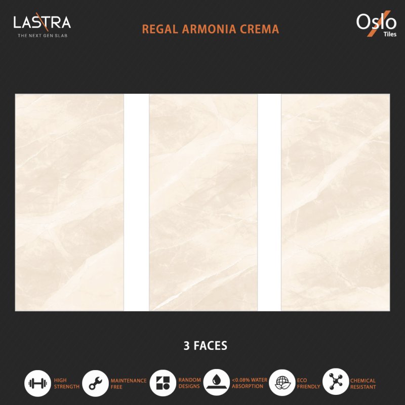 Regal Armonia Crema กระเบื้องพอร์ซเลน ลายหินสีครีม 80x160 cm ผิวเงา