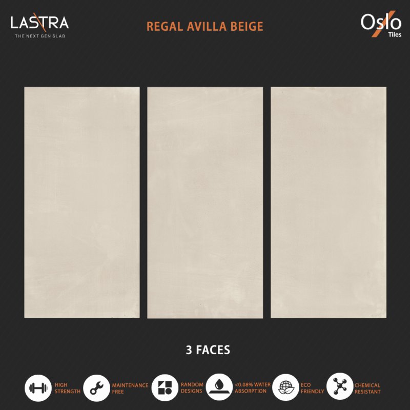 Regal Avilla Beige (LASTRA) กระเบื้องพอร์ซเลน สีครีม ขนาด 80x160 CM ผิว Evan (ลดการสะท้อนของแสงบนพื้นผิว)