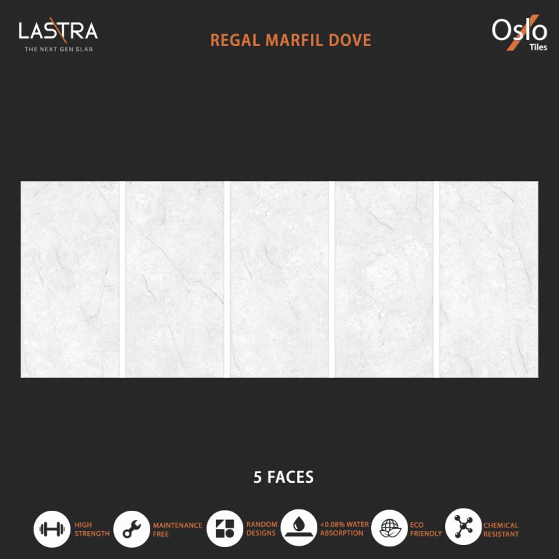 Regal Marfil Dove (LASTRA) Porcelain Tile White Marble Design Size 80x160CM Glossy Finish