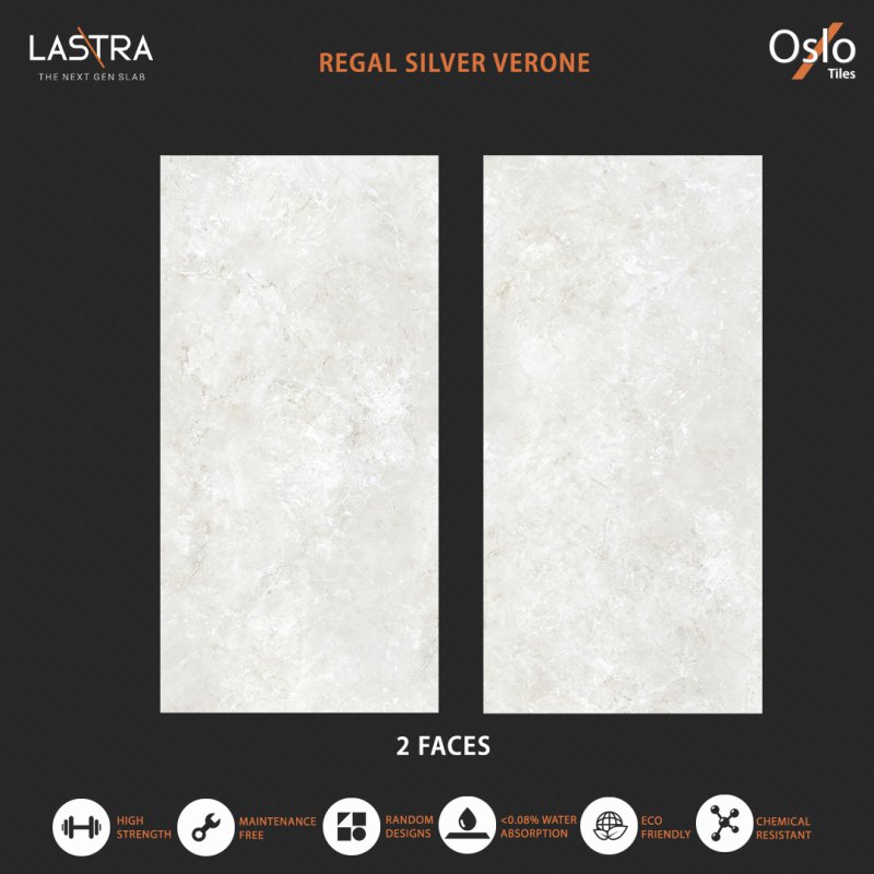 Regal Silver Verone (LASTRA) กระเบื้องพอร์ซเลน ลายหินสีเทา ขนาด 80x160CM ผิว Evan (ลดการสะท้อนแสงบนผิว)