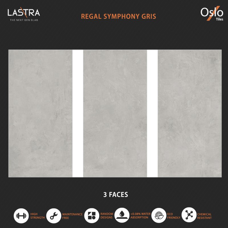 Regal Symphony Gris (LASTRA) กระเบื้องพอร์ซเลน สีเทา ขนาด 80x160CM ผิวหยาบ