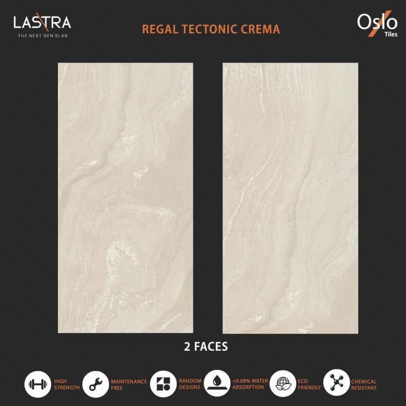 Regal Tectonic Crema (LASTRA) กระเบื้องพอร์ซเลน สีครีม ขนาด 80x160CM ผิว Evan (ลดการสะท้อนแสงบนผิว)