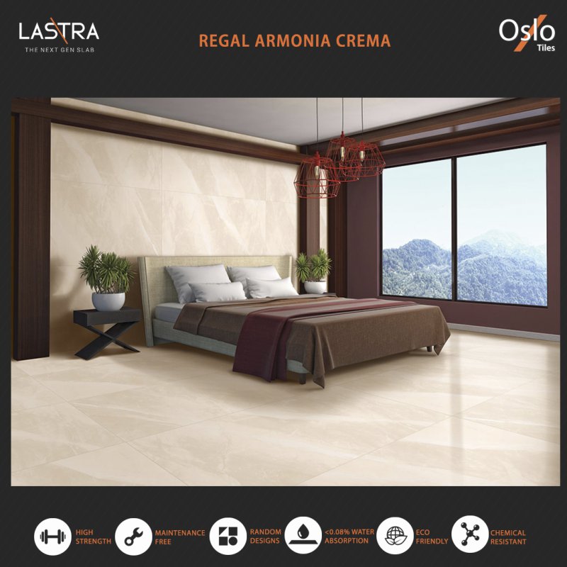 Regal Armonia Crema กระเบื้องพอร์ซเลน ลายหินสีครีม 80x160 cm ผิวเงา