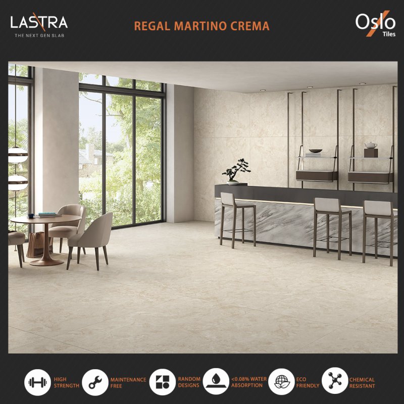 Regal Martino Crema (LASTRA) กระเบื้องพอร์ซเลน ลายหินสีครีม ขนาด 80x160CM ผิว Evan (ลดการสะท้อนแสงบนผิว)