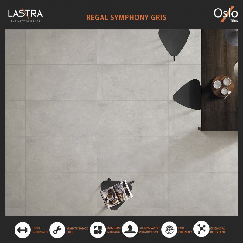 Regal Symphony Gris (LASTRA) กระเบื้องพอร์ซเลน สีเทา ขนาด 80x160CM ผิวหยาบ