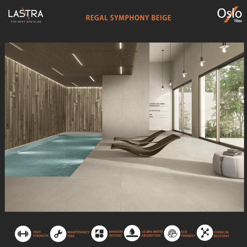 Regal Symphony Beige (LASTRA) กระเบื้องพอร์ซเลน สีเบจ ขนาด 80x160CM ผิวหยาบ