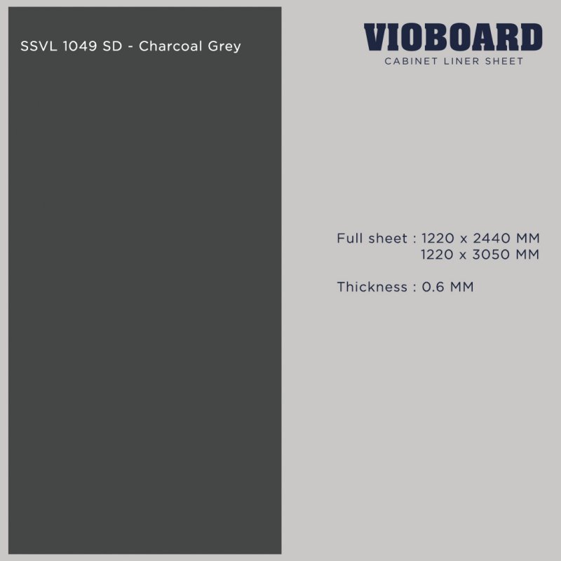 SSVL 1049 SD HPL ลามิเนตปิดผิวสำหรับงานเฟอร์นิเจอร์ สีเทาเข้ม ความหนา 0.6 มม. 