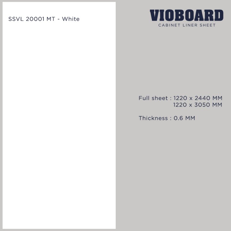 SSVL 20001 MT HPL ลามิเนตปิดผิวสำหรับงานเฟอร์นิเจอร์ สีขาว ความหนา 0.6 มม. 