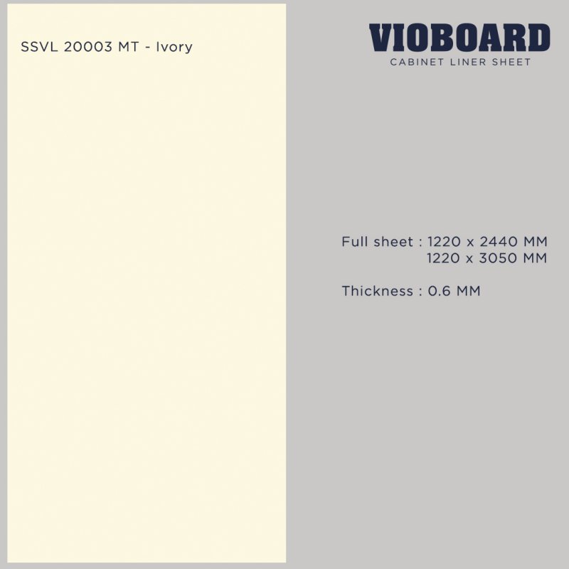 SSVL 20003 MT HPL ลามิเนตปิดผิวสำหรับงานเฟอร์นิเจอร์ สีขาวครีม ความหนา 0.6 มม. 