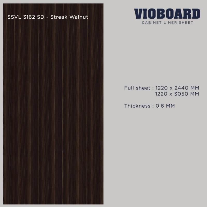 SSVL 3162 SD HPL Cabinet Liner Sheet Streak Walnut Design Thickness 0.6 MM.