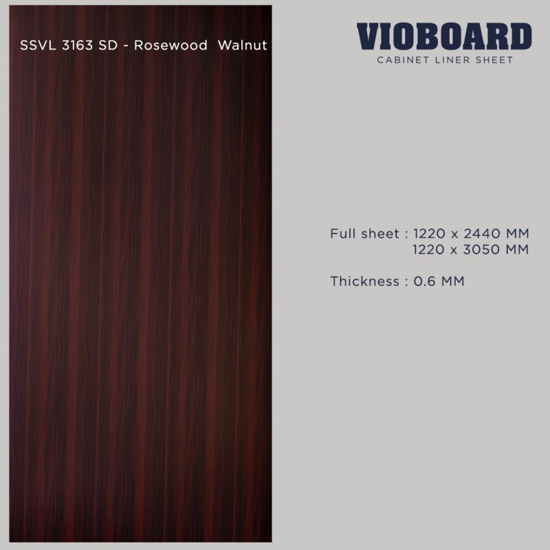 SSVL 3163 SD HPL Cabinet Liner Sheet Rosewood Walnut Design Thickness 0.6 MM.