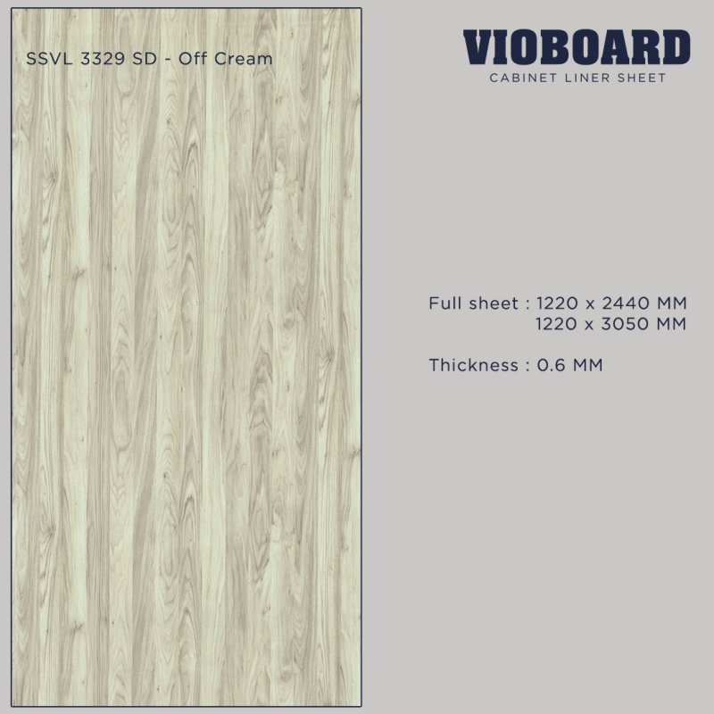 SSVL 3329 SD HPL Cabinet Liner Sheet Off Cream Wood Design Thickness 0.6 MM.