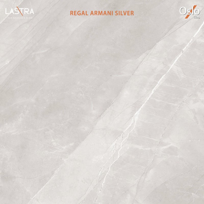 Regal Armani Silver (LASTRA) Porcelain Tile Grey Stone Design Size 80x160CM Evan Finish (Low Light Reflection Surface)