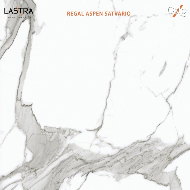 Regal Aspen Satvario กระเบื้องพอร์ซเลน ขนาด 80 x 160 ผิวเงา ลายหินอ่อน สีขาว ความหนา 9 มม 