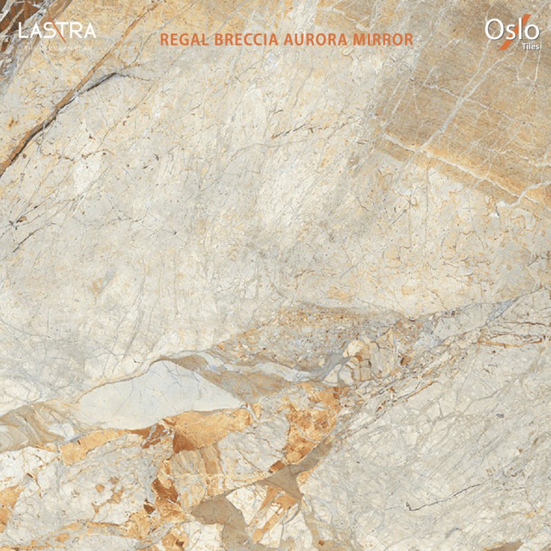 Regal Breccia Aurora Mirror (LASTRA) Porcelain Tiles Cream Stone Design Size 80x160CM Glossy Finish