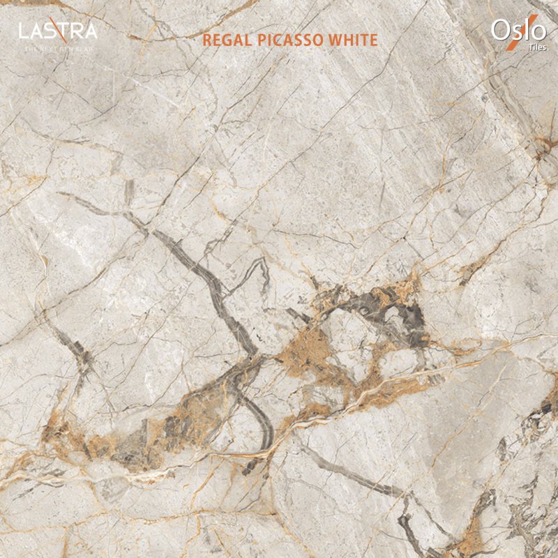 Regal Picasso White (LASTRA) Porcelain Tile Light Brown Stone Color Size 80x160CM Glossy Finish