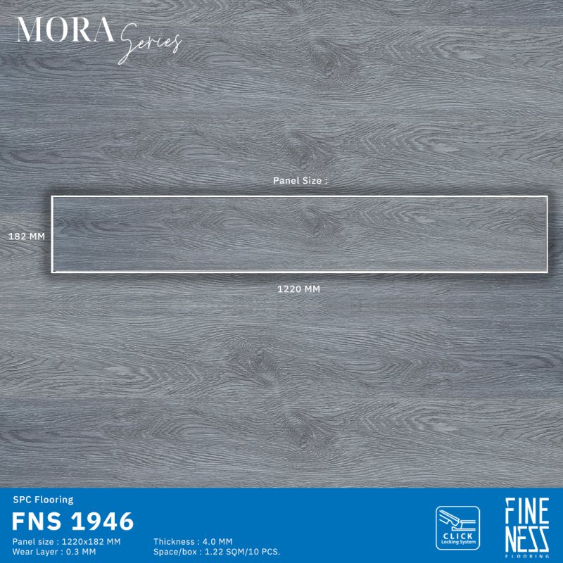 FINENESS FLOORING FNS 1946 พื้น SPC คลิ๊กล็อค ลายไม้โอ๊คเทา ความหนา 4 มม.