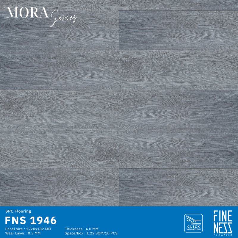 FINENESS FLOORING FNS 1946 พื้น SPC คลิ๊กล็อค ลายไม้โอ๊คเทา ความหนา 4 มม.