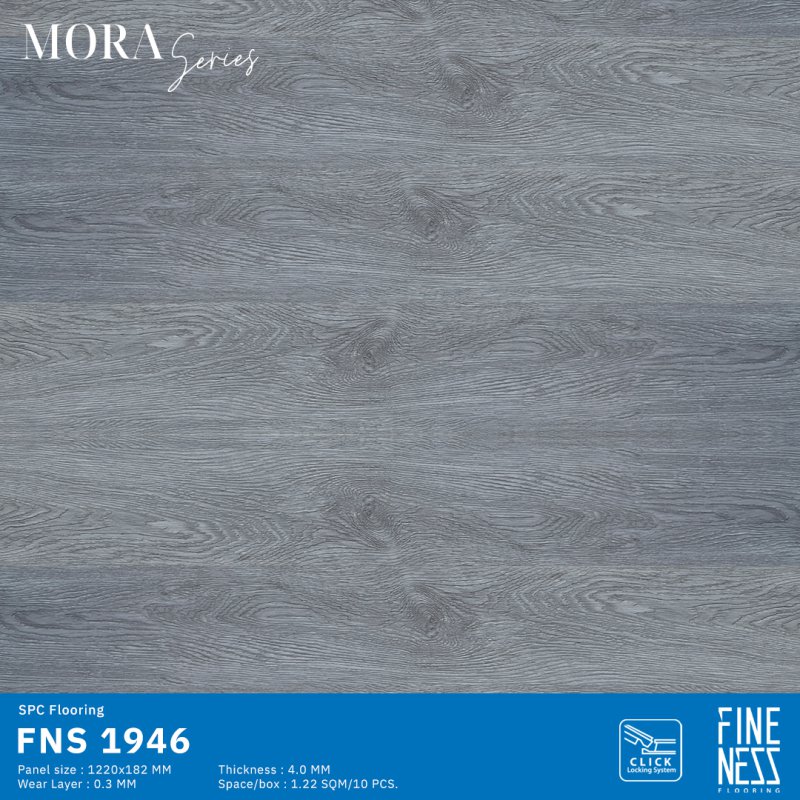 FINENESS FLOORING FNS 1946 พื้น SPC คลิ๊กล็อค ลายไม้โอ๊คเทา ความหนา 4 มม.