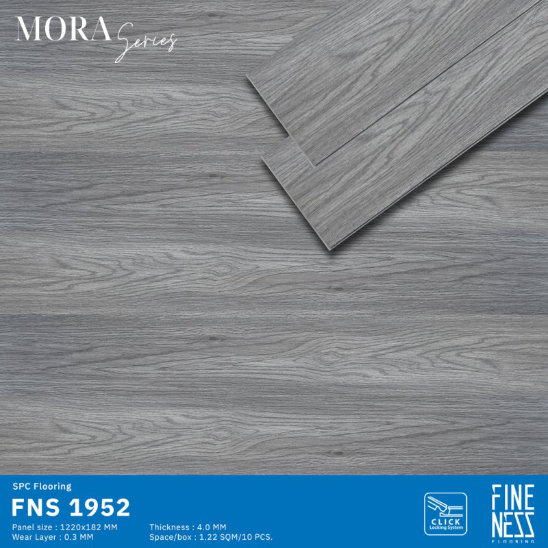 FINENESS FLOORING FNS 1952 พื้น SPC คลิ๊กล็อค ลายไม้ สีเทา ความหนา 4 มม.