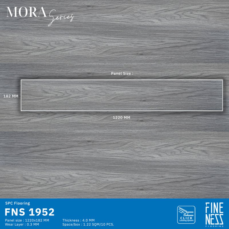 FINENESS FLOORING FNS 1952 พื้น SPC คลิ๊กล็อค ลายไม้ สีเทา ความหนา 4 มม.