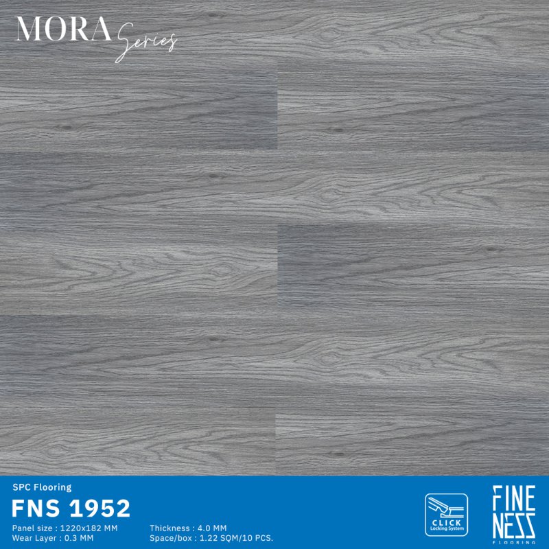 FINENESS FLOORING FNS 1952 พื้น SPC คลิ๊กล็อค ลายไม้ สีเทา ความหนา 4 มม.