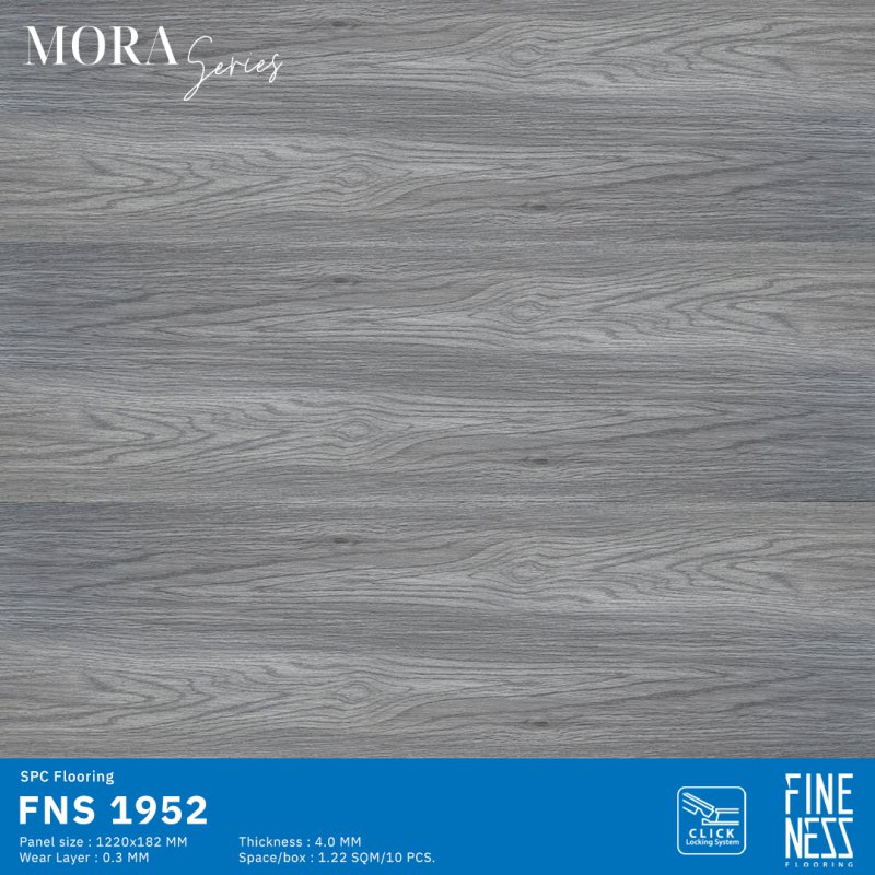 FINENESS FLOORING FNS 1952 พื้น SPC คลิ๊กล็อค ลายไม้ สีเทา ความหนา 4 มม.