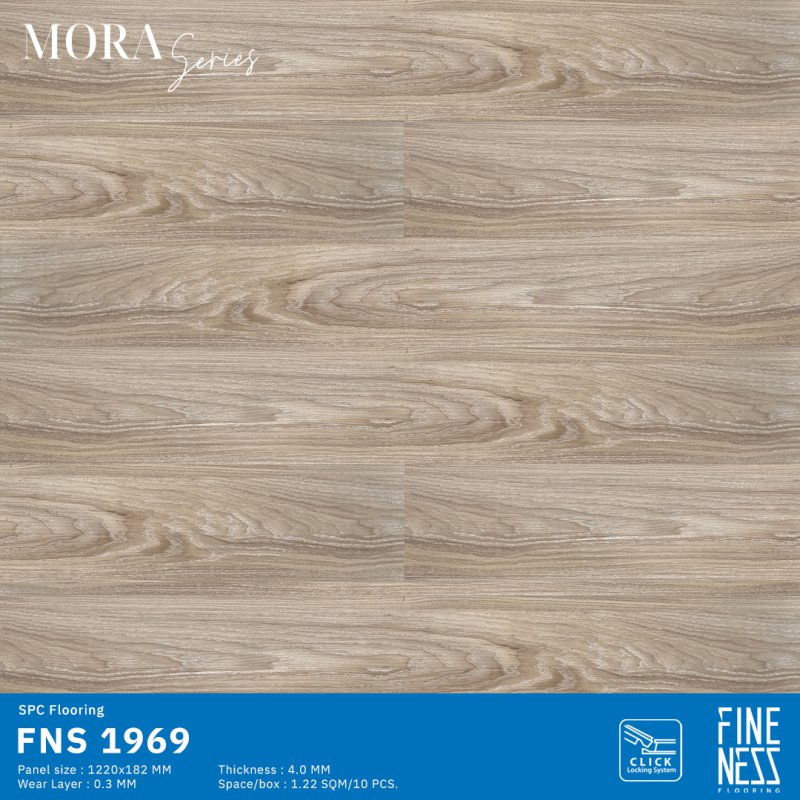 FINENESS FLOORING FNS 1969 พื้น SPC คลิ๊กล็อค ลายไม้โอ๊คเทา ความหนา 4 มม.