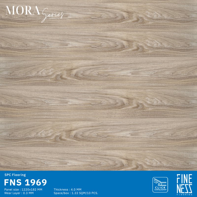 FINENESS FLOORING FNS 1969 พื้น SPC คลิ๊กล็อค ลายไม้โอ๊คเทา ความหนา 4 มม.