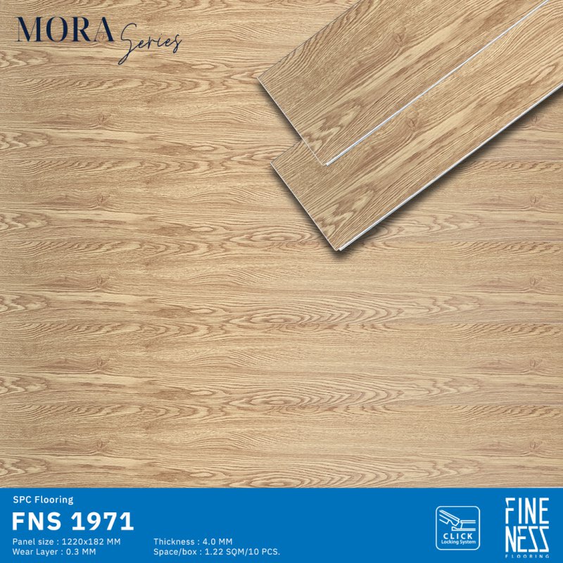 FINENESS FLOORING FNS 1971 พื้น SPC คลิ๊กล็อค ลายไม้เมเปิล สีธรรมชาติ ความหนา 4 มม.