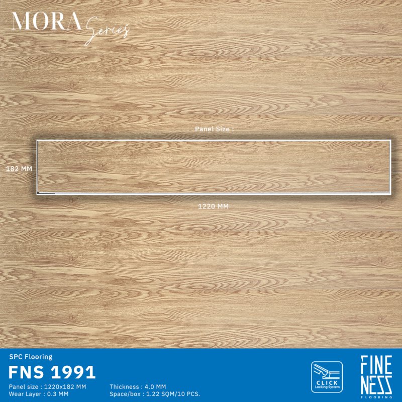 FINENESS FLOORING FNS 1971 พื้น SPC คลิ๊กล็อค ลายไม้เมเปิล สีธรรมชาติ ความหนา 4 มม.