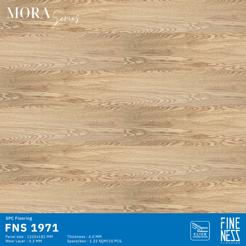 FINENESS FLOORING FNS 1971 พื้น SPC คลิ๊กล็อค ลายไม้เมเปิล สีธรรมชาติ ความหนา 4 มม.