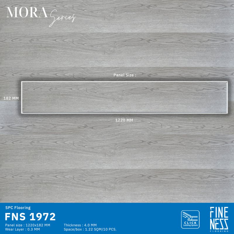 FINENESS FLOORING FNS 1972 พื้น SPC คลิ๊กล็อค ลายไม้ สีเทา ความหนา 4 มม.