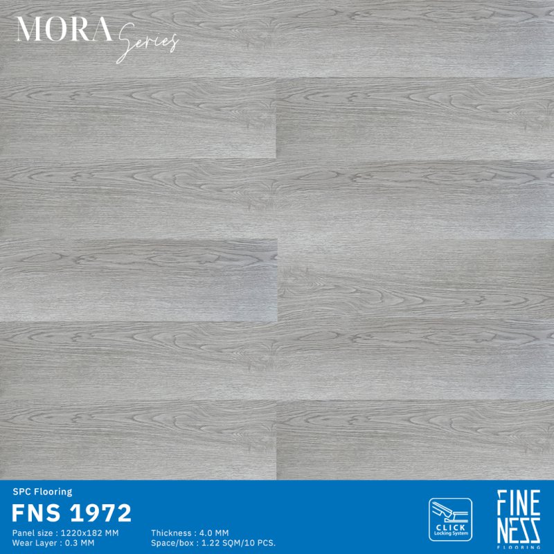 FINENESS FLOORING FNS 1972 พื้น SPC คลิ๊กล็อค ลายไม้ สีเทา ความหนา 4 มม.