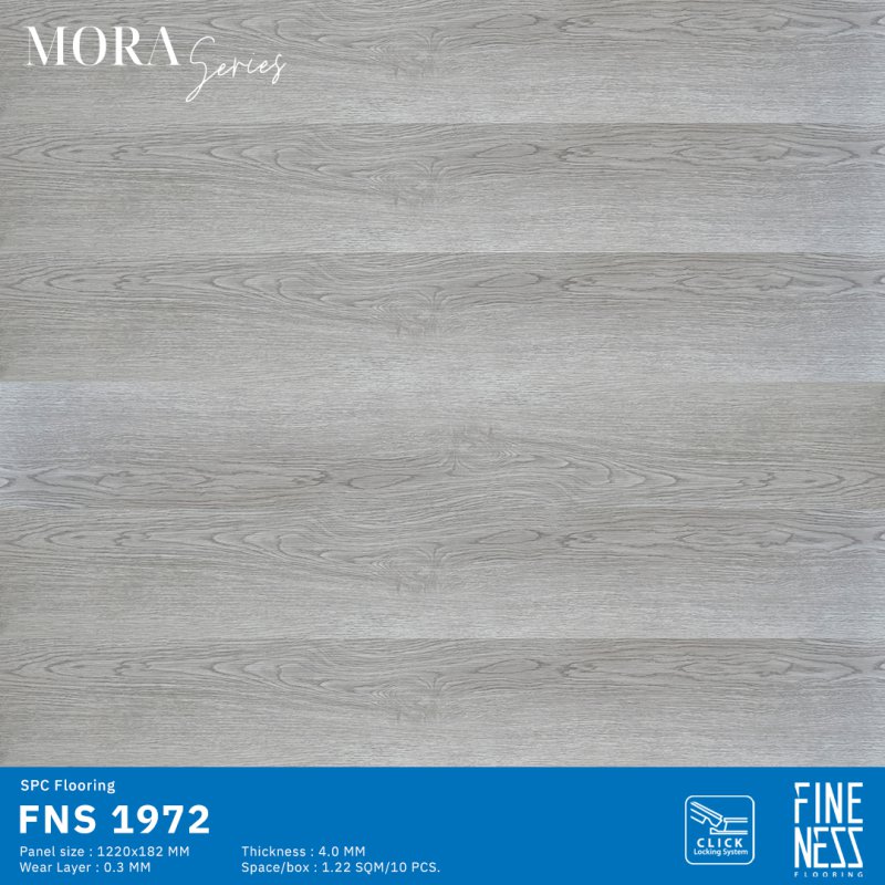 FINENESS FLOORING FNS 1972 SPC Flooring Click Lock install Grey Wood Design Thickness 4 MM