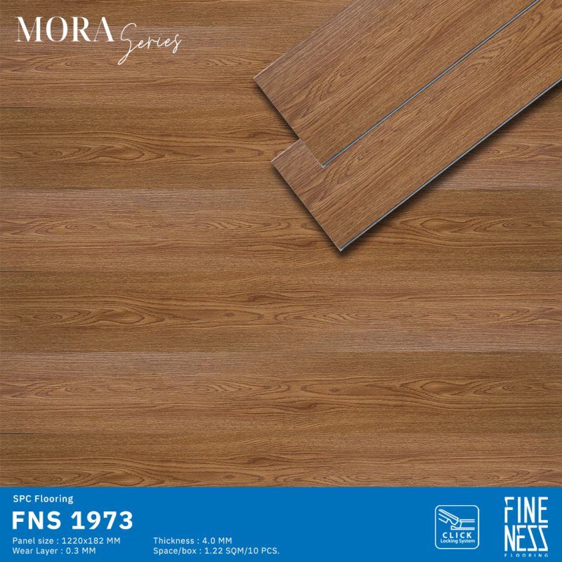 FINENESS FLOORING FNS 1973 พื้น SPC คลิ๊กล็อค ลายไม้วอลนัท ความหนา 4 มม.