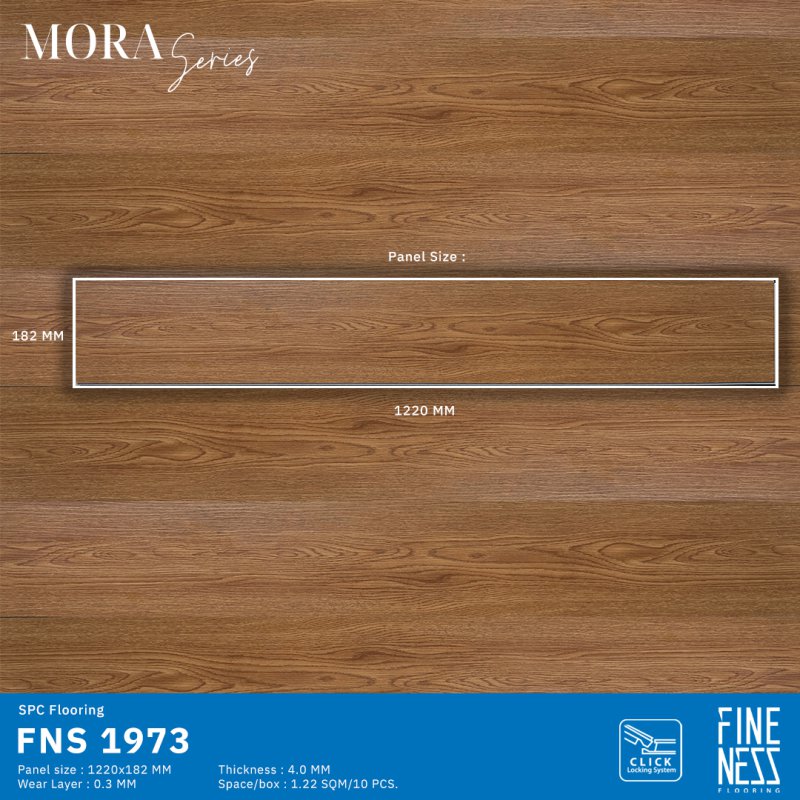 FINENESS FLOORING FNS 1973 พื้น SPC คลิ๊กล็อค ลายไม้วอลนัท ความหนา 4 มม.