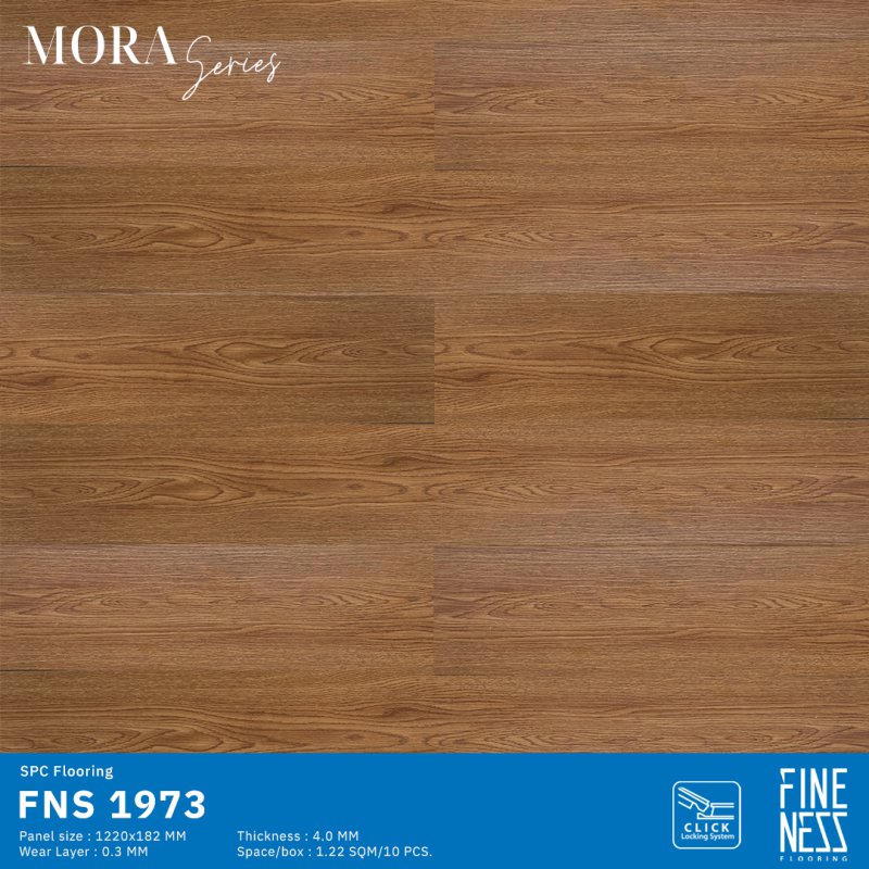 FINENESS FLOORING FNS 1973 พื้น SPC คลิ๊กล็อค ลายไม้วอลนัท ความหนา 4 มม.