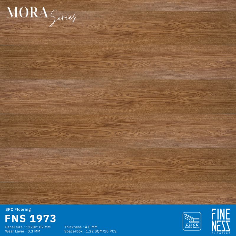 FINENESS FLOORING FNS 1973 พื้น SPC คลิ๊กล็อค ลายไม้วอลนัท ความหนา 4 มม.