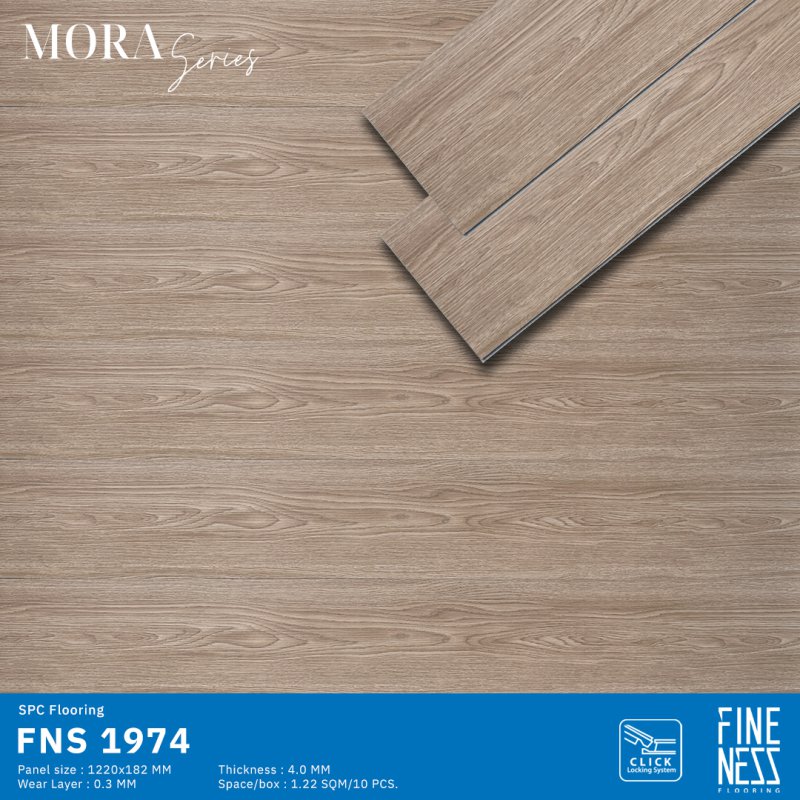 FINENESS FLOORING FNS 1974 พื้น SPC คลิ๊กล็อค ลายไม้ สีวอลนัท ความหนา 4 มม.