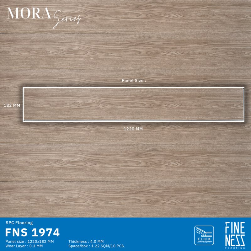 FINENESS FLOORING FNS 1974 พื้น SPC คลิ๊กล็อค ลายไม้ สีวอลนัท ความหนา 4 มม.