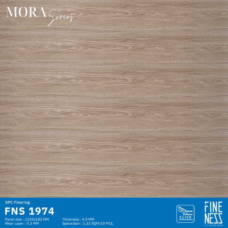 FINENESS FLOORING FNS 1974 พื้น SPC คลิ๊กล็อค ลายไม้ สีวอลนัท ความหนา 4 มม.