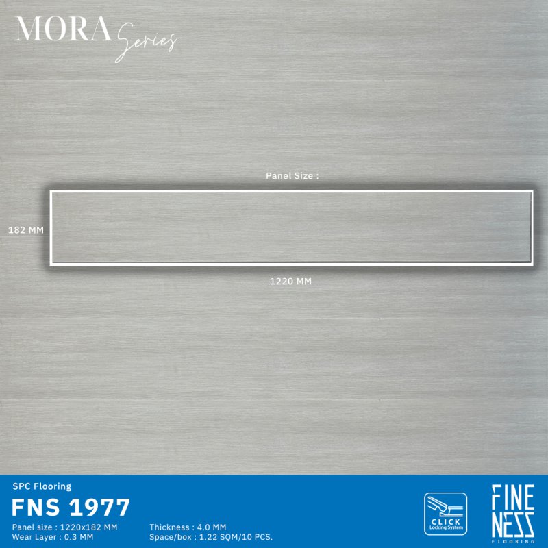 FINENESS FLOORING FNS 1977 พื้น SPC คลิ๊กล็อค ลายไม้ สีครีม ความหนา 4 มม.