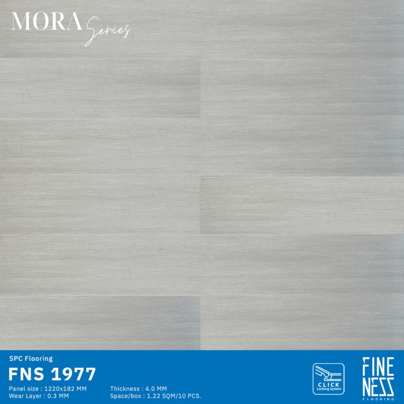 FINENESS FLOORING FNS 1977 พื้น SPC คลิ๊กล็อค ลายไม้ สีครีม ความหนา 4 มม.