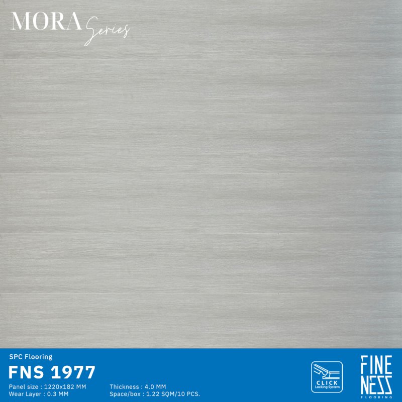 FINENESS FLOORING FNS 1977 พื้น SPC คลิ๊กล็อค ลายไม้ สีครีม ความหนา 4 มม.