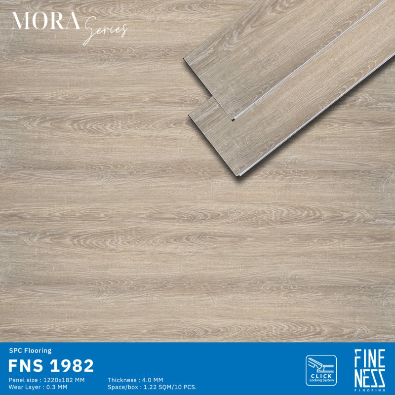 FINENESS FLOORING FNS 1982 พื้น SPC คลิ๊กล็อค ลายไม้โอ๊คสีธรรมชาติ ความหนา 4 มม.