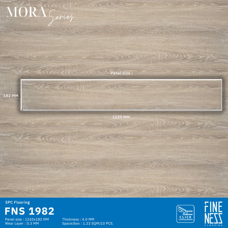 FINENESS FLOORING FNS 1982 พื้น SPC คลิ๊กล็อค ลายไม้โอ๊คสีธรรมชาติ ความหนา 4 มม.