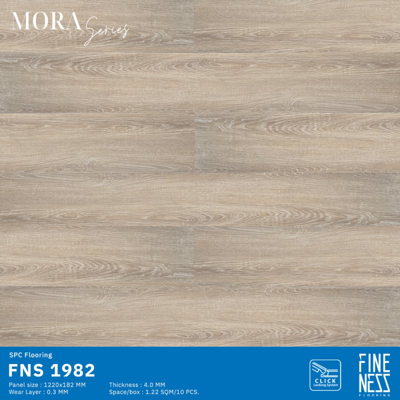 FINENESS FLOORING FNS 1982 พื้น SPC คลิ๊กล็อค ลายไม้โอ๊คสีธรรมชาติ ความหนา 4 มม.