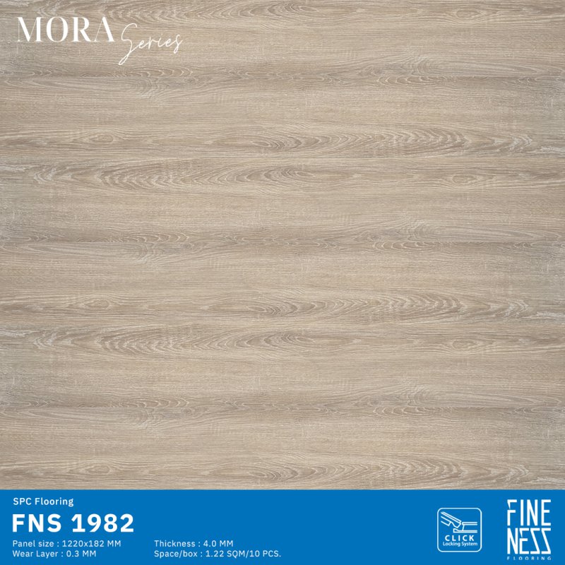 FINENESS FLOORING FNS 1982 พื้น SPC คลิ๊กล็อค ลายไม้โอ๊คสีธรรมชาติ ความหนา 4 มม.